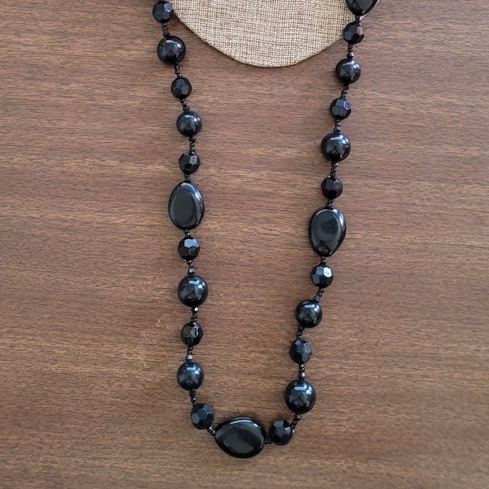 Necklace Black Plastic Round Oval Beads Seed Beads Style Fashion Costume Jewelry